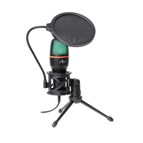 Mikrofon pojemnościowy Art z membraną stojący podświetlany tripod AC-02 czarny