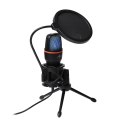 Mikrofon pojemnościowy Art z membraną stojący podświetlany tripod AC-02 czarny