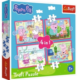 Puzzle 4w1 Peppa uwielbia przygody TREFL