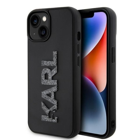 KARL LAGERFELD futerał do IPHONE 15 KLHCP15S3DMBKCK (3D Logo Glitter) czarny