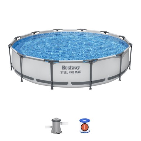Basen Stelażowy Steel Pro MAX 366x76 Okrągły 12FT BESTWAY 3w1 + Pompa Filtr