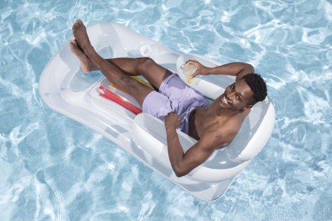 Dmuchany Materac do pływania Leżak Biały BESTWAY 161x84cm + Oparcie