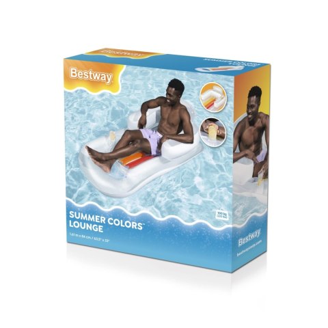 Dmuchany Materac do pływania Leżak Biały BESTWAY 161x84cm + Oparcie