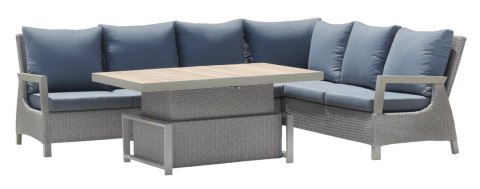 Zestaw mebli ogrodowych Royal Comfort techorattan szary + Duży Narożnik + Regulowany Stół + 13 Poduszek