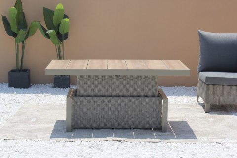 Zestaw mebli ogrodowych Royal Comfort techorattan szary + Duży Narożnik + Regulowany Stół + 13 Poduszek