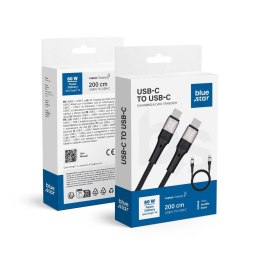 Kabel USB C do USB C Blue Star 3A 60W PD QC4.0 z oplotem 2 m TFK-DC-004 czarny
