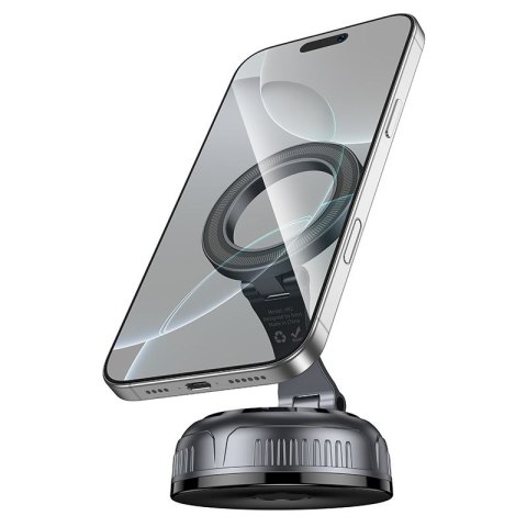 Uchwyt na telefon do samochodu magnetyczny Hoco z regulowaną przyssawką H92 czarno szary