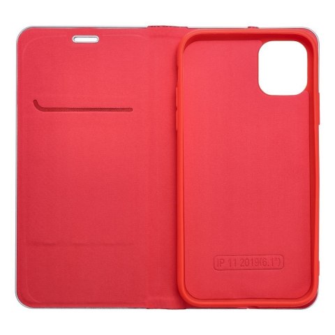 Etui z klapką na iPhone 11 Luna Book Carbon czerwone