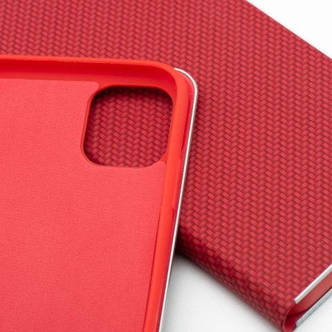 Etui z klapką na iPhone 11 Luna Book Carbon czerwone