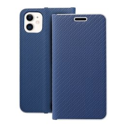 Etui z klapką na iPhone 11 Luna Book Carbon niebieskie