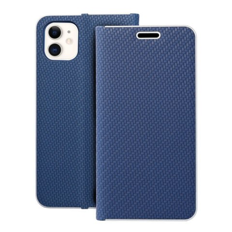 Etui z klapką na iPhone 11 Luna Book Carbon niebieskie
