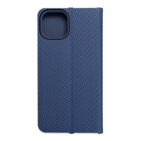 Etui z klapką na iPhone 14 Luna Book Carbon niebieskie