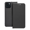 Etui z klapką na iPhone 15 Luna Book Carbon czarne