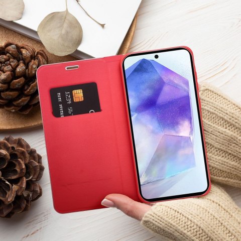 Etui z klapką na Samsung A16 5G Luna Book Carbon czerwone
