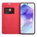 Etui z klapką na Samsung S23 Luna Book Carbon czerwone