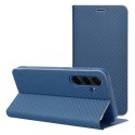 Etui z klapką na Samsung S25 Luna Book Carbon niebieskie