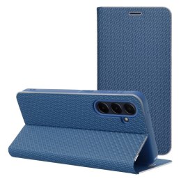 Etui z klapką na Samsung S25 Luna Book Carbon niebieskie