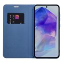 Etui z klapką na Samsung S25 Luna Book Carbon niebieskie