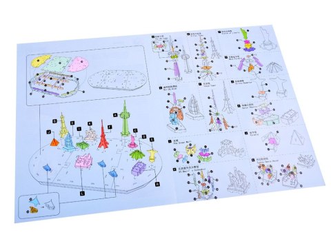 Puzzle 3D Przestrzenne Ziemia mapa świata sławne budowle ZA1581