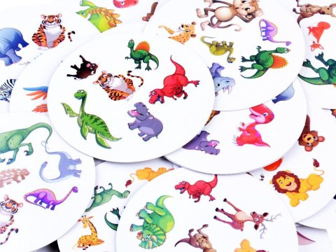 Karciana gra Fast Finger - znajdź parę DINOZAURY okrągłe karty ZA3292