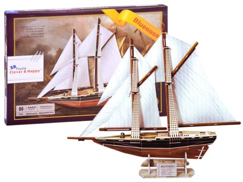 Puzzle 3D statek żaglowiec BLUENOSE 80 ele ZA2906