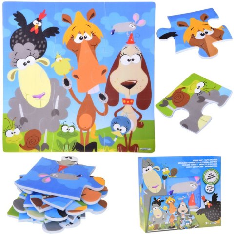 Puzzle piankowe ZWIERZĘTA Kolorowa mata dla niemowląt 90x90cm ZA3151