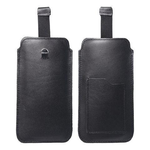 Skórzany futerał uniwersalny / wsuwka z pull-up - ROYAL / czarny - Rozmiar 2XL+wide - SAMSUNG A12 / NOTE 9 / XIAOMI REDMI NOTE 1