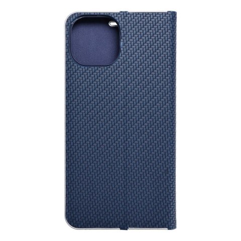 Etui z klapką na iPhone 15 Luna Book Carbon niebieskie