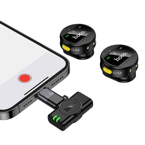 Mikrofon bezprzewodowy 2w1 Lightning / USB C Hoco L22 czarny