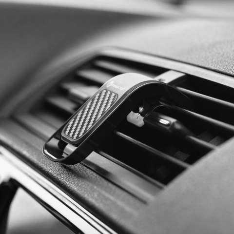 Uchwyt na telefon do samochodu uniwersalny Forcell F-Grip Carbon B060 do kratki czarny