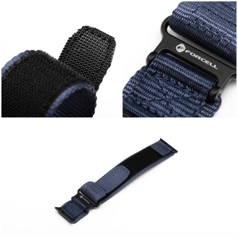 Pasek do Apple Watch Forcell F-Design FA05 rzep nylon 42 / 44 / 45 / 49 mm niebieski