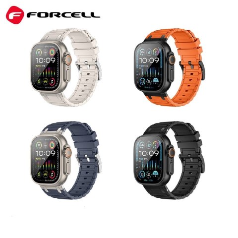 Pasek do Apple Watch Forcell F-Design FA06 dziurki silikon 42 / 44 / 45 / 49 mm czarny