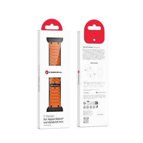 Pasek do Apple Watch Forcell F-Design FA06 dziurki silikon 42 / 44 / 45 / 49 mm pomarańczowy