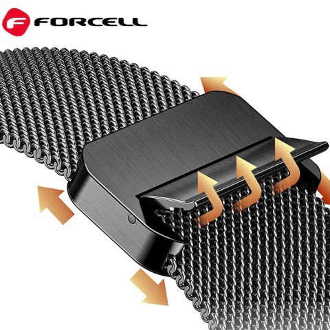 Pasek do Apple Watch Forcell F-Design FA14 magnetyczny stal 42 / 44 / 45 / 49 mm czarny