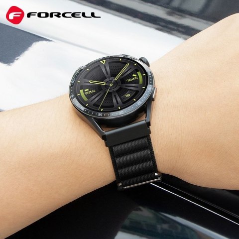 Pasek do Samsung Galaxy Watch Forcell F-Design FS05 sprzączka włókno poliestrowe 20 mm czarny