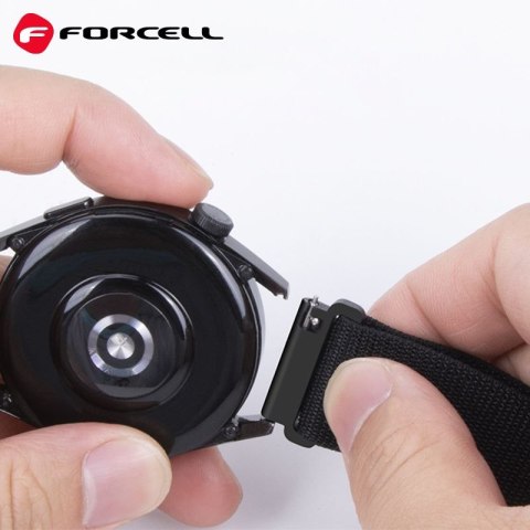 Pasek do Samsung Galaxy Watch Forcell F-Design FS05 sprzączka włókno poliestrowe 20 mm czarny