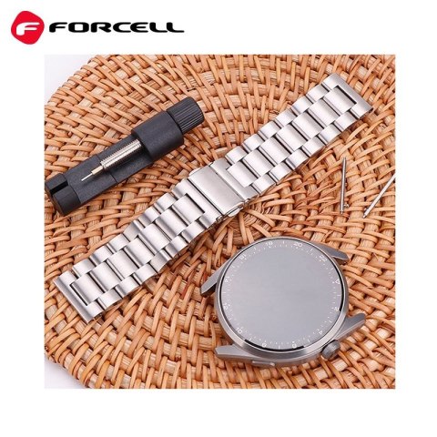 Pasek do Samsung Galaxy Watch Forcell F-Design FS06 zatrzask stal 22 mm srebrny