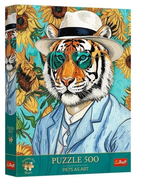 Puzzle 500 Pan Tygrys i Słoneczniki TREFL