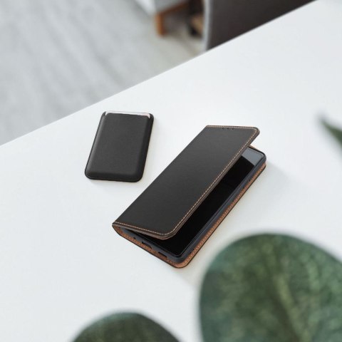 Etui z klapką na Samsung S25 FE Smart Pro Book skórzane czarne