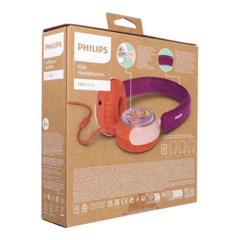 Słuchawki przewodowe nauszne Jack 3,5 mm Philips dla dzieci TAK2000MP/00 fioletowe
