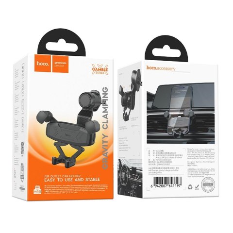 Uchwyt na telefon do samochodu grawitacyjny Hoco do kratki H66 czarny