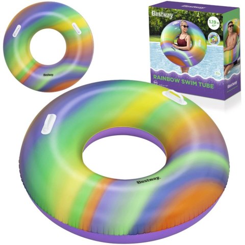 Bestway Dmuchane koło do pływania z uchwytami TĘCZOWE 119cm 36352