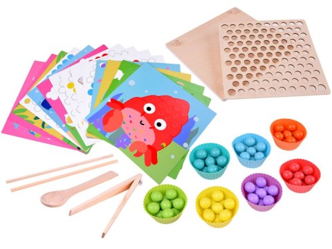 Układanka edukacyjna Montessori Mozaika Koraliki Kulki drewniane ZA4438