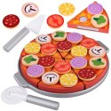 Drewniana PIZZA do krojenia dla dzieci NA RZEPY + dodatki 27ele ZA4689