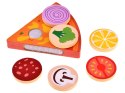 Drewniana PIZZA do krojenia dla dzieci NA RZEPY + dodatki 27ele ZA4689