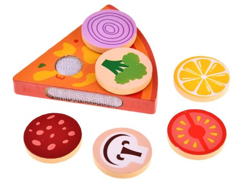 Drewniana PIZZA do krojenia dla dzieci NA RZEPY + dodatki 27ele ZA4689