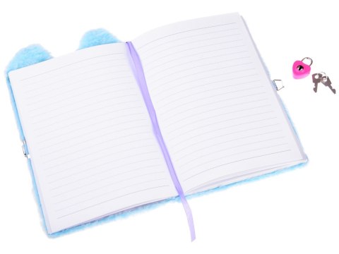 Pamiętnik 3D Notes na kluczyk Pluszowy niebieski KOTEK + kłódka ZA4821