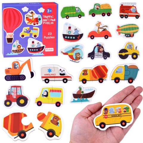 Puzzle dla dzieci 23 elementy UKŁADANKA POJAZDY - połącz 2 ele ZA4750