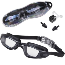 ZESTAW Okulary do pływania UV ANTI-FOG + zatyczki do uszu i nosa SP0792 CY
