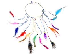 Boho Opaska do włosów z kolorowymi Piórami i Koralikami ZA5581